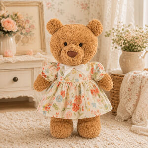 Large Bartholomew Bear & 16" Plush Clothes Outfit - Monet Garden Dress